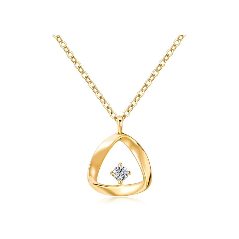 FANCIME "The One" Mobius Triangle Shape 14K Solid Yellow Gold Necklace Main