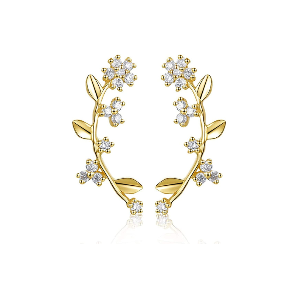 FANCIME "Blooming Flowers" Diamond 14K Yellow Gold Post Earrings Main