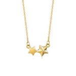 FANCIME "Starry Gold" Two Stars Dainty 14K Yellow Gold Necklace Main