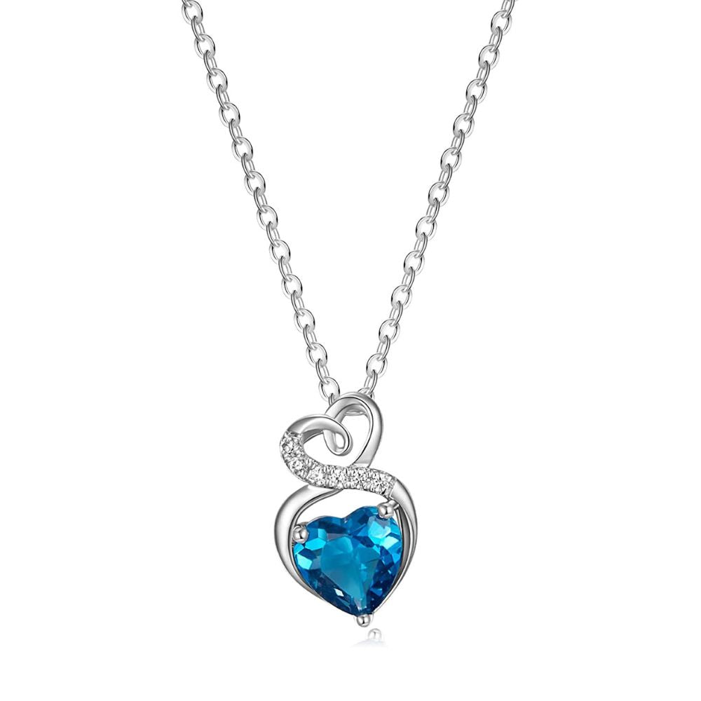 FANCIME "Infinity Heart" Topaz December Gemstone Sterling Silver Necklace Main