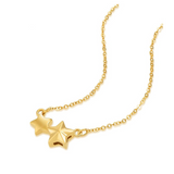 FANCIME "Starry Gold" Two Stars Dainty 14K Yellow Gold Necklace Detail