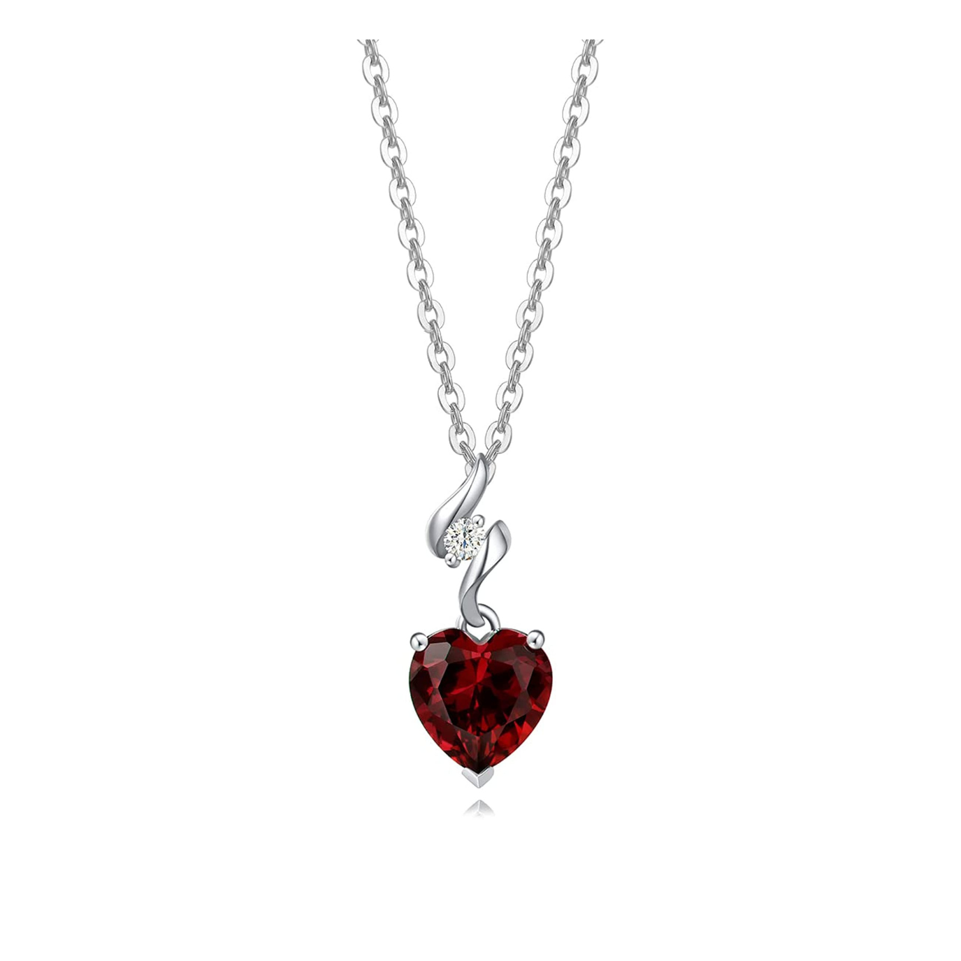 FANCIME Garnet January Gemstone Heart Sterling Silver Necklace Main