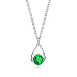 FANCIME "Lucky Wishbone"  Emerald May Gemstone Sterling Silver Necklace Main