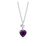 FANCIME Amethyst February Gemstone Heart Sterling Silver Necklace Main