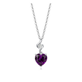 FANCIME Amethyst February Gemstone Heart Sterling Silver Necklace Main