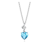 FANCIME Aquamarine March Gemstone Heart Sterling Silver Necklace Main