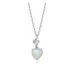 FANCIME Opal October Gemstone Heart Sterling Silver Necklace Main