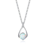 FANCIME "Lucky Wishbone" Opal October Gemstone Sterling Silver Necklace Main