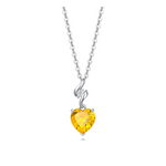 FANCIME Citrine November Gemstone Heart Sterling Silver Necklace Main