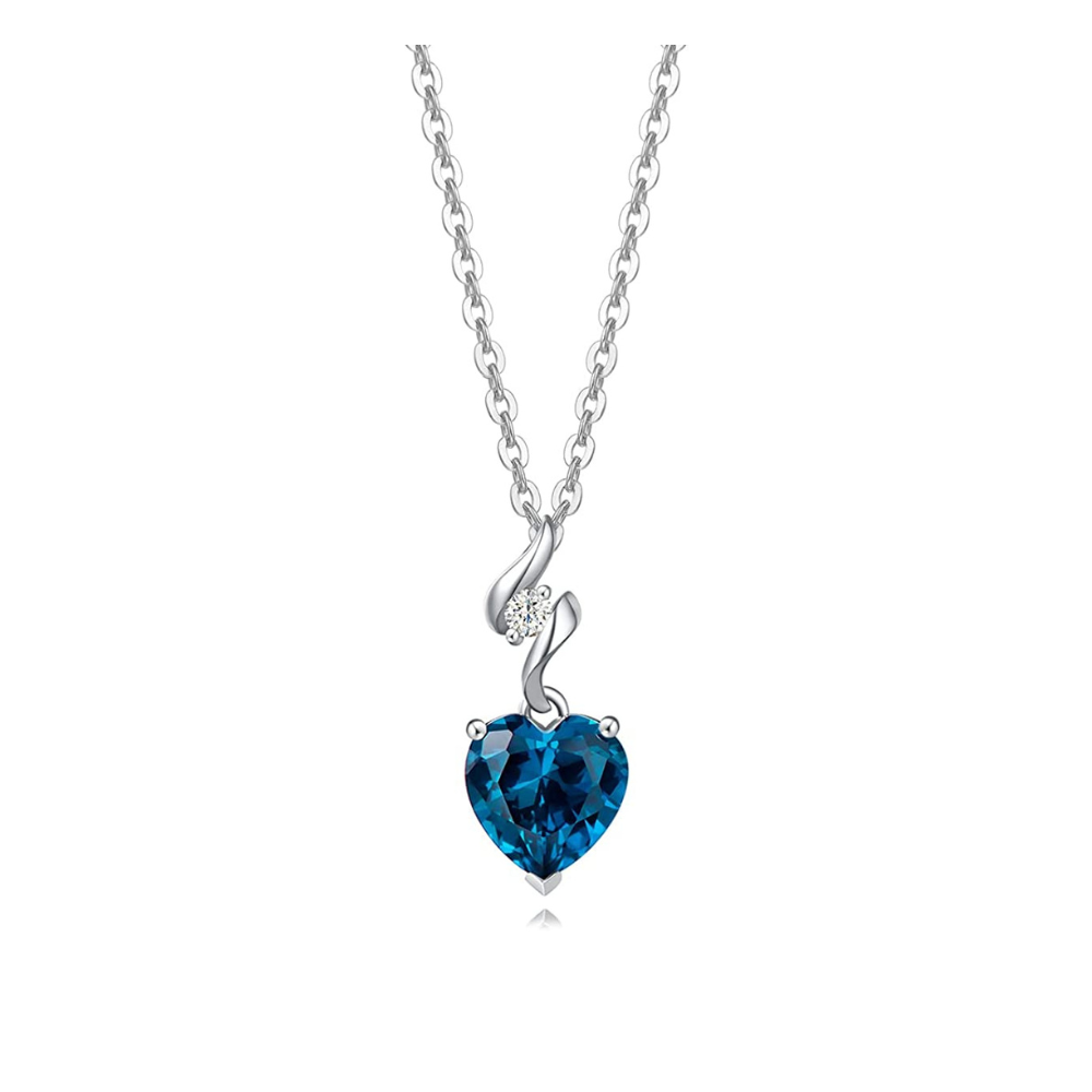 FANCIME December Gemstone Heart Sterling Silver Necklace Main