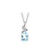 FANCIME "Ribbon" Aquamarine March Gemstone Sterling Silver Necklace Main