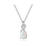 FANCIME "Timeless Heart " Opal October Gemstone Sterling Silver Necklace Main