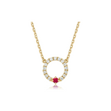 FANCIME Genuine Ruby July Birthstone 14K Solid Yellow Gold Necklace Main