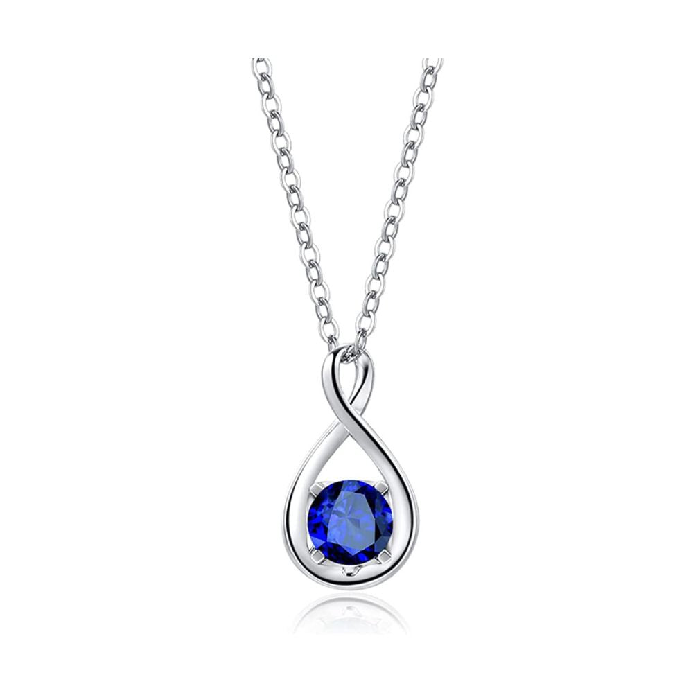 "Infinite Birthstone" September Gemstone Sapphire 14K White Gold Necklace