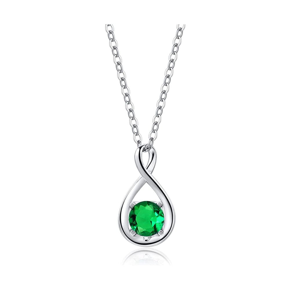 FANCIME "Birthstone" Emerald May Gemstone Sterling Silver Necklace Main