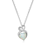 FANCIME "Infinity Heart" Opal October Gemstone Sterling Silver Necklace Main