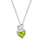 FANCIME "Infinity Heart" Peridot August Gemstone Sterling Silver Necklace Main