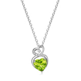 FANCIME "Infinity Heart" Peridot August Gemstone Sterling Silver Necklace Main