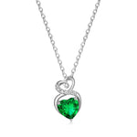 FANCIME "Infinity Heart" Emerald May Gemstone Sterling Silver Necklace Main