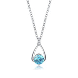 FANCIME "Lucky Wishbone" Aquamarine March Gemstone Sterling Silver Necklace Main