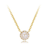FANCIME "Ava" 14K Solid Gold Halo Pearl Necklace Main