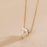 FANCIME "Ava" 14K Solid Gold Halo Pearl Necklace Show