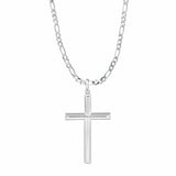 FANCIME Mens Gold Plated Beveled Cross Sterling Silver Necklace Main
