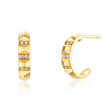 FANCIME Diamond Art Deco 14K Yellow Gold Hoop Earrings Main