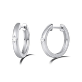 FANCIME Diamond Huggie 14K White Gold Hoop Earrings Main