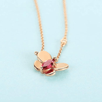 FANCIME "Rosy Rosie" Pink Tourmaline Butterfly 14K Rose Gold Necklace Detail