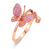 FANCIME "Fairy Titania" Pink Sapphire Butterfly 18K Rose Gold Ring Main