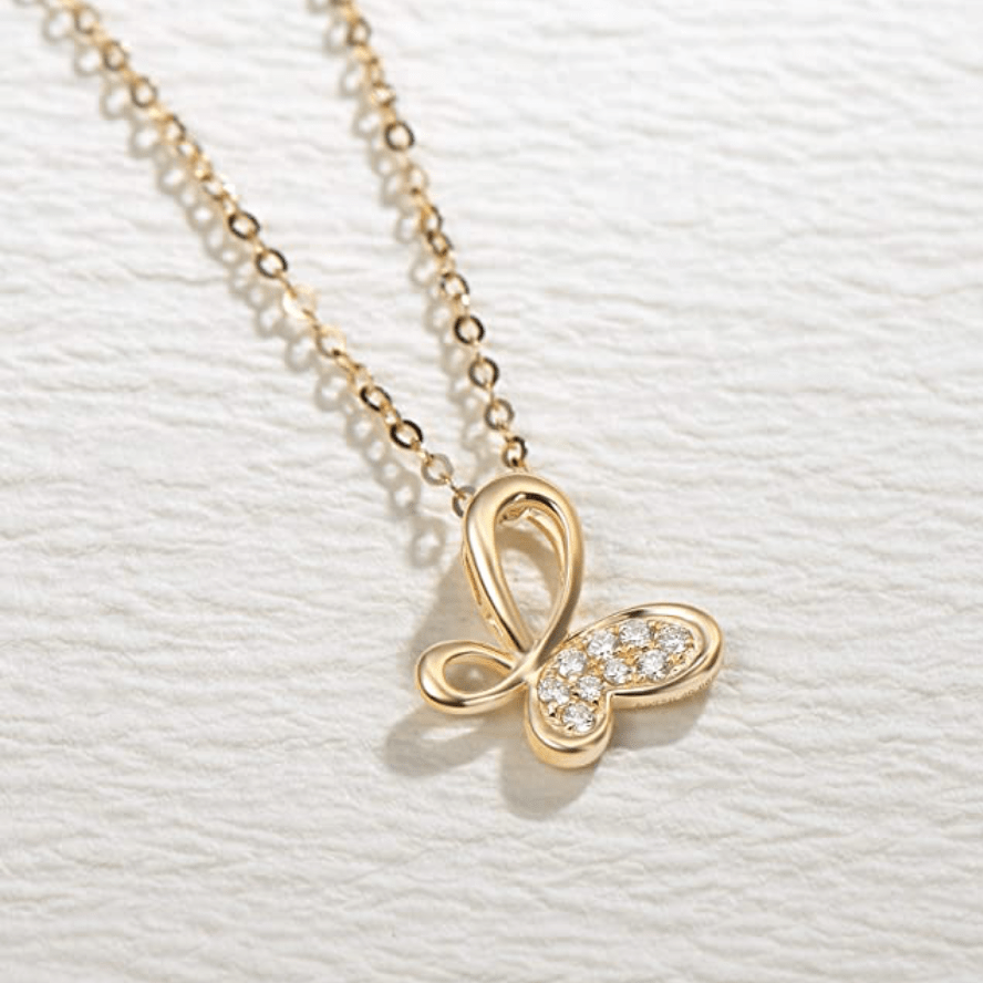 FANCIME "Valerie" Infinity Butterfly 18K Yellow Gold Necklace Detail