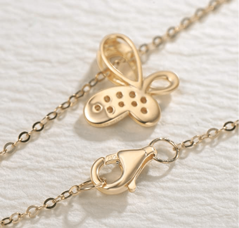 FANCIME "Valerie" Infinity Butterfly 18K Yellow Gold Necklace Back