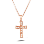Fanci "Andrea" Cross Petite 18K Rose Gold Necklace Main