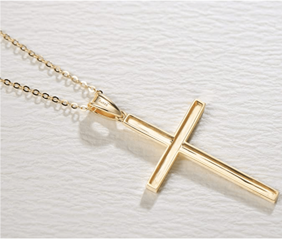 Sleek High Shine Cross Pendant Necklace in 14K Yellow Gold - FANCI ME