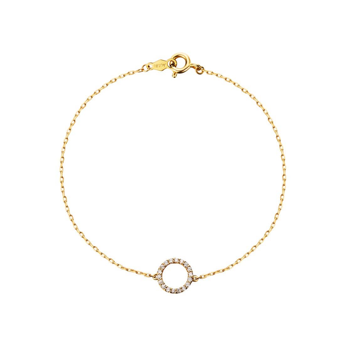 FANCIME Line & Dots Circle Love 14K Yellow Gold Bracelet