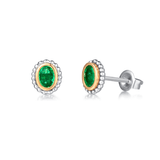 FANCIME Green Emerald Oval 18K White Gold Stud Earrings Side