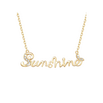 FANCIME "You Are My Sunshine" Monogram Word 14K Solid Yellow Gold Necklace Main