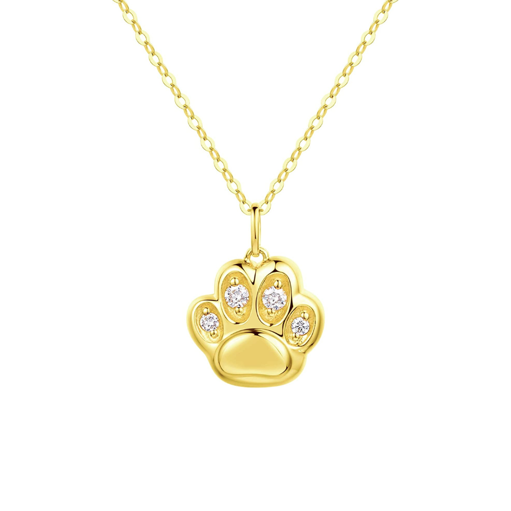 Fanci "Cutie" Cat Paw Dainty 14K Yellow Gold Necklace Main