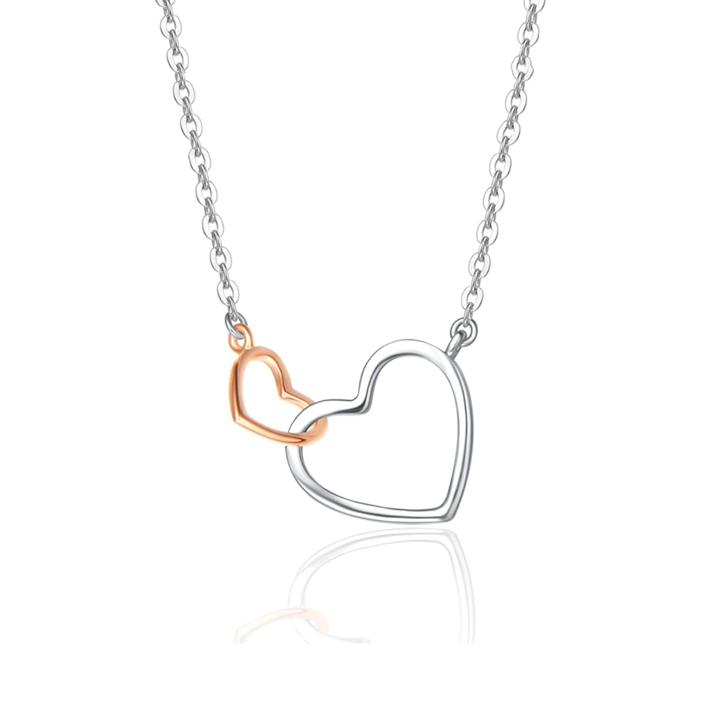 FANCIME Love Heart 14K White Gold Rose Gold Necklace Main