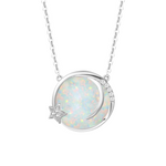 Fanci "Dreamy Wish" Opal Moon Star Disc 14K Gold Necklace Main