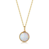 FANCIME Created White Opal Round14K Real Yellow Gold Necklace Main