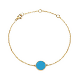 FANCIME Blue Turquoise 14K Solid Yellow Gold Bracelet