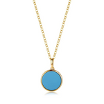 FANCIME Created Blue Turquoise Round 14K Real Yellow Gold Necklace Main