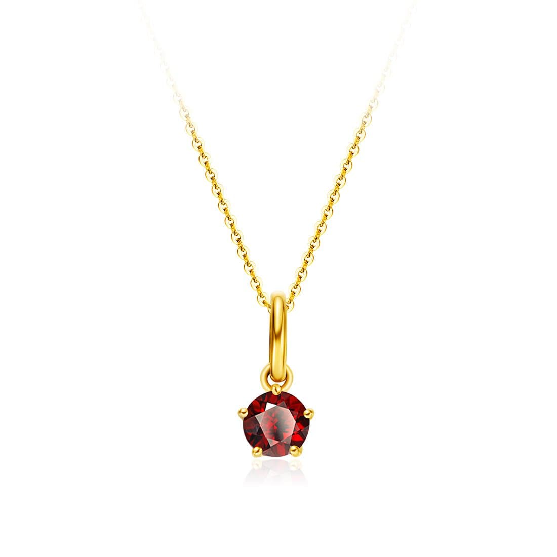 FANCIME Delicate January Birthstone Garnet 18K Yellow Gold Necklace Main
