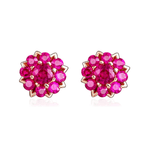 FANCIME Ruby Cluster Flower 14k Rose Gold Stud Earrings Main