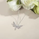 FANCIME CZ Dragonfly 14k Solid White Gold Necklace Detail