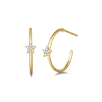 FANCIME "Once Up On A Star" Diamond Cuff 14K Gold Hoop Earrings Main