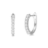 Natural white moissanite stones pave stone huggie hoops in 14k white gold