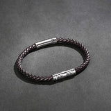 925 Sterling Silver Black Leather Bracelet for Men